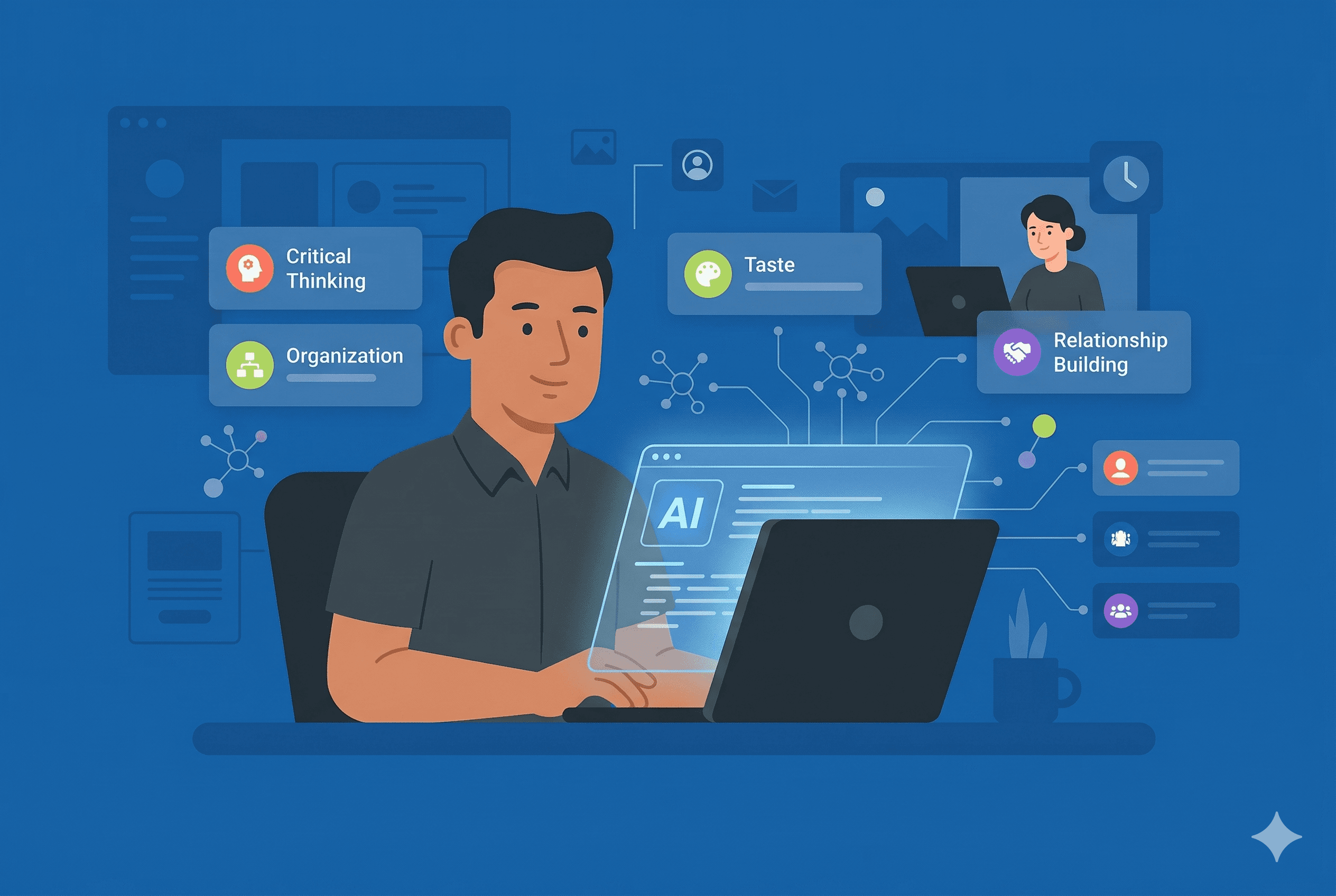 Latin American professional using AI tools in a modern remote work setup